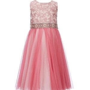 PINK DRESS WITH LACE BODICE   